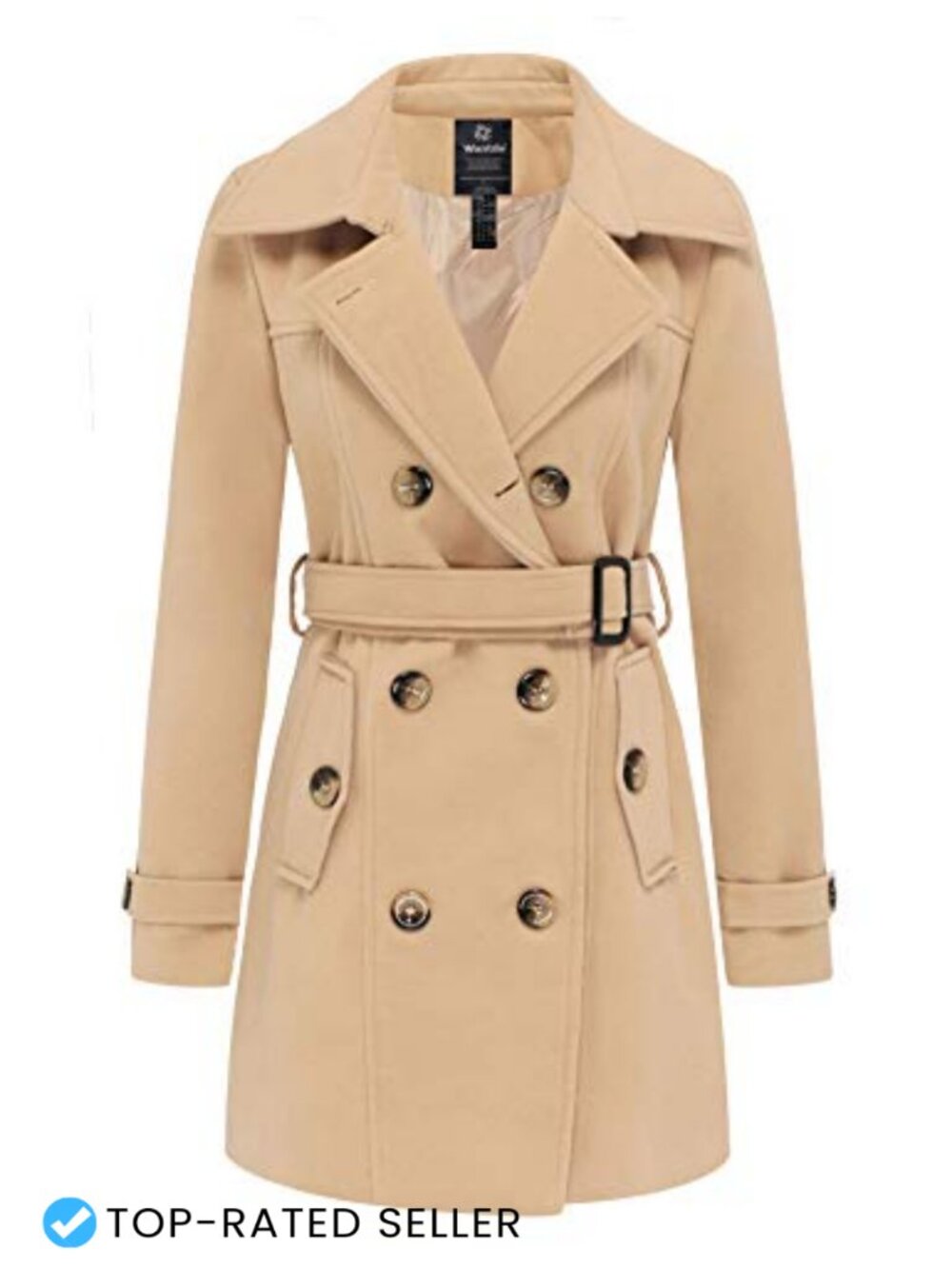 Women's Double Breasted Pea Coat Winter Mid-Long Trench Coat